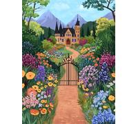 MIRONS 11CT Broderie Point de Croix Kit, Manoir de jardin Kit Broderie Point de Croix Compté Pré Imprimé Débutant Adulte Kit Canevas Complet Avec Fils au Point de Croix30*40cm