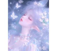 MIRONS 11CT Canevas Broderie Point de Croix Kit Complet, Filles, fleurs et papillons Kit de Broderie au Point de Croix avec Motif Imprimé, Kits de Démarrage de Broderie 40x50cm