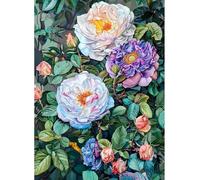 MIRONS 11CT Canevas Broderie Point de Croix Kit Complet, Fleurs DIY Crafts Kits de Couture à la Main Broderie Estampée pour les Débutants Motif Pré-imprimé 40x50cm