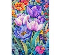 MIRONS 11CT Canevas Broderie Point de Croix Kit Complet, Fleurs Kit de Broderie au Point de Croix avec Motif Imprimé, Kits de Démarrage de Broderie 40x50cm