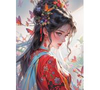 MIRONS 11CT Canevas Broderie Point de Croix Kit Complet, Modèle de dessin animé de belle fille, K Kit de broderie au point de croix avec motif imprimé, à faire à l’aiguille, facile pour débutants