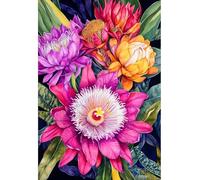 MIRONS 11CT Cross Stitch Embroidery Starter Kit, Fleurs Kit de Couture à la Main Canevas Broderie Point de Croix Kit Complet Adulte Debutant 40x50cm