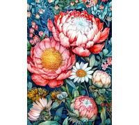 MIRONS 11CT Cross Stitch Embroidery Starter Kit, Fleurs Kit de Couture à la Main Canevas Broderie Point de Croix Kit Complet Adulte Debutant 40x50cm