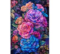 MIRONS 11CT Cross Stitch Embroidery Starter Kit, Fleurs Kit de Couture à la Main Canevas Broderie Point de Croix Kit Complet Adulte Debutant 40x50cm