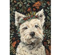 MIRONS 11CT Kit de broderie estampillée au point de croix à faire soi-même : Animaux, chiens et fleurs gamme complète de kits de démarrage pré-imprimés pour débutants 40x50cm