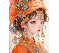 MIRONS 11CT Kit de broderie estampillée au point de croix à faire soi-même : Belle Fille Manga,A,30 * 40cm gamme complète de kits de démarrage pré-imprimés pour débutants
