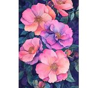 MIRONS 11CT Kit de broderie estampillée au point de croix à faire soi-même : Fleurs gamme complète de kits de démarrage pré-imprimés pour débutants 40x50cm