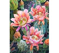 MIRONS 11CT Kit de Démarrage de Broderie, Fleurs Kit Broderie Point de Croix Compté Pré Imprimé Débutant 40x50cm