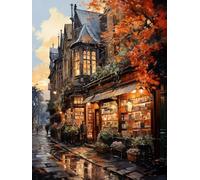 MIRONS 11CT Kits de Point de Croix Estampé Bricolage, Librairie chaleureuse,Q,50 * 70CM Kit Canevas Complet Avec Fils au Point de Croix, Broderie Point de Croix Kit Adulte Debutant