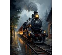 MIRONS 5D Diamond Painting, Train à déplacement lent,K,30 * 40cm Art Diamant Adulte, Diamant Kit Enfants Complet, DIY Diamant Strass Point de Croix Cristal Painting Murale Décoration