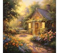 MIRONS 5D peinture diamant, Belle maison dans le jardin, A, 30 * 40CM broderie diamant kit Rond drill toile diamond painting strass complet peinture par décoration de bureau