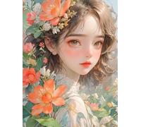 MIRONS 5D Peinture Diamant, Fille de dessin animé et fleurs,K,30 * 40cm Diamond Painting Broderie Diamant Point de Croix Peinture par Numéros Adulte Diamond Painting Mosaïque Strass