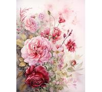 MIRONS 5D peinture diamant, Motif de peinture florale rose, F, 50 x 70 cm. broderie diamant kit Rond drill toile diamond painting strass complet peinture par décoration de bureau