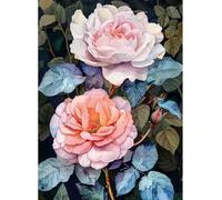 MIRONS Canevas Broderie Point de Croix Kit Complet, Fleurs 11CT Kit Broderie Point de Croix Compté Imprimé DéButant, Easy Set Loisirs CréAtifs Broderie 40x50cm