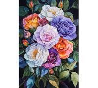 MIRONS Canevas Broderie Point de Croix Kit Complet, Fleurs 11CT Kit Broderie Point de Croix Compté Imprimé DéButant, Easy Set Loisirs CréAtifs Broderie 40x50cm