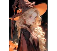 MIRONS Canevas Broderie Point de Croix Kit Complet, Jolie petite sorcière,J,30 * 40cm 11CT Kit Broderie Point de Croix Compté Imprimé DéButant Adulte, Easy Set Loisirs CréAtifs Broderie