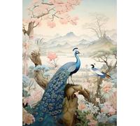 MIRONS Collection Complète de Broderie Kit, Magnifique paon bleu,J,40 * 50cm D'entrée de Gamme Imprimé Cross Broderie Kit DIY Broderie Kit Débutant 11CT 3 Brins