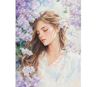 MIRONS Diamond Paintingt, belle fille et fleurs 5D DIY Broderie Diamant Kit Complet, Peinture Diamant pour Adultes Diamant Painting Arts Craft Décoration Murale 40x50