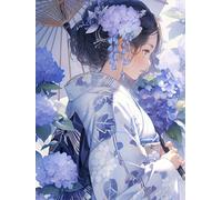 MIRONS DIY Kit Broderie Point De Croix, Belle Fille Kimono,K,50 * 70cm 11CT Cross Stitch Embroidery Starter Kit,Kit de Couture à la Main pour Adultes