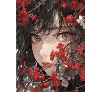 MIRONS DIY Kit Broderie Point De Croix, Gros plan du visage d'une fille de dessin animé, C 40 * 50cm 11CT Cross Stitch Embroidery Starter Kit,Kit de Couture à la Main pour Adultes