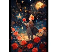 MIRONS Kit de Broderie Point de Croix, Le Petit Prince dans la Roseraie, Facile pour Débutants, Tissu 41 cm x 51 cm, Broderie Traditionnelle, Non Pliant