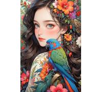 MIRONS Kit de Démarrage de Broderie, Fleurs, oiseaux et filles,E,40 * 50cm Kit Broderie Point de Croix Compté Imprimé DéButant Adulte, Easy Set Loisirs CréAtifs Adultes Broderie