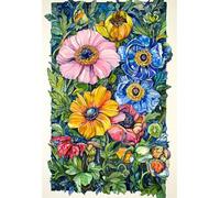 MIRONS Kit de Démarrage de Broderie, Fleurs Point de Croix Kit de Broderie Imprimé,Kits de Point de Croix Estampé Bricolage 40x50cm