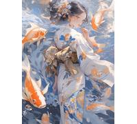 Kits de Point de Croix, Fille Kimono élégante,C,50 * 70cm DIY Kit de Broderie 11CT Estampé, Needlework facile pour Adultes Débutant Maison Décoration