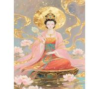 MIRONS Kits de Point de Croix, Filles classiques et fleurs 11CT Cross Stitch Embroidery Starter Kit,Debutant Broderie Point de Croix Imprimé 40x50cm