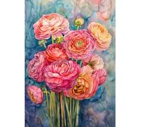 MIRONS Kits de Point de Croix, Fleurs DIY Kit de Broderie 11CT Estampé, ebutant Broderie Point de Croix Imprimé 40x50cm