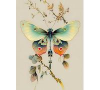 MIRONS Kits de point de croix pour adultes, Fleurs de prunier et papillons,R,30 * 40cm 11CT canevas point de croix,debutant broderie point de croix imprimé,décoration murale