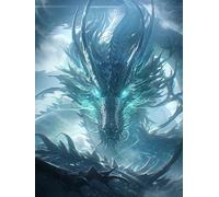 MIRONS Kits de point de croix pour adultes, Motif dragon fantastique, L, 50 x 70 cm. 11CT canevas point de croix,debutant broderie point de croix imprimé,décoration murale