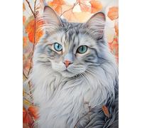 Peinture Diamant Adulte, Images de chat à fourrure, M, 50 x 70 cm. Diamond Painting 5D Complet, Diamant Dessin Kits, Diamant Strass Point de Croix Cristal Painting pour Murale Décoration