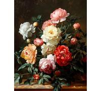 MIRONS Peinture Diamant Complet 5D, Magnifique bouquet de pivoines Kits de Peinture Diamantée DIY, Broderie Diamond Art Painting Kits, Décoration Murale de la Maison 40x50cm