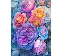 MIRONS Point de Croix Kit Complet Estampé, Fleurs 11CT Kits de Point de Croix Estampillés Gamme Complète de kits de Démarrage de Broderie pour Débutants DIY 40x50cm