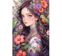 MIRONS point de croix kit complet, Fleurs, oiseaux et filles,B,50 * 70cm Point de Croix Kit de Broderie Imprimé 11CT DIY Kit Broderie Point De Croix, à faire à l’aiguille, facile pour débutants