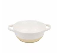 MIROOOO Bol à ramen - Bol à fruits japonais à double oreille - Bol à nouilles instantanées - Grand bol à soupe en céramique avec vis - Bol à salade - Assiette plate (blanc, 2 000 ml)