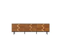 MIROOOO Support de Meuble TV Téléviseur Rétro sur Pied en Bois Massif Couleur Teck for Salon Meuble de Télévision pour Centre de Divertissement(A:180CM*57CM*40CM)