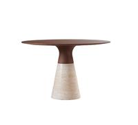 MIROOOO Tables à Manger Table À Manger en Bois Massif Crème avec Base en Pierre Et Tunnel À Vent, Table De Négociation en Noyer, Table Ronde Table Basse