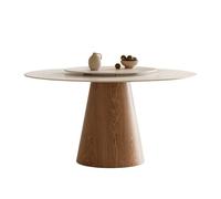 MIROOOO Tables à Manger Table à Manger Ronde Rock Plate avec Plateau tournant, Moderne et Simple, Base en Bois
