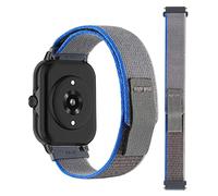 MiRowy 20mm Bracelet pour Amazfit Active 2/Amazfit Active/Amazfit GTR Mini/GTS 4/GTS 4 Mini/GTS 3/GTS 2/GTS 2e, Nylon Élastique Femme Homme Bracelet pour Amazfit Bip 3/Bip 3 Pro - Bleu & Gris