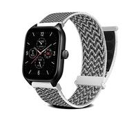 MiRowy 20mm Bracelet pour Amazfit Active 2/Amazfit Active/Amazfit GTR Mini/GTS 4/GTS 4 Mini/GTS 3/GTS 2/GTS 2e, Souple Tressé Nylon Femme Homme Bracelet pour Amazfit Bip 3/Bip 3 Pro - Noir & Blanc
