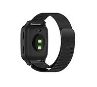 MiRowy 20mm Métal Bracelet pour Garmin Approach S50/S44/Vivoactive 6/5/Forerunner 165/165 Music/Vivomove Trend, Inoxydable Mesh Respirant Sangle Bracelet pour Garmin Venu Sq 2/Sq 2 Music, Noir