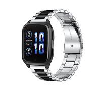 MiRowy 20mm Métal Bracelet pour Garmin Forerunner 70 43 mm/Forerunner 170/170 Music (43mm)/570 42mm, Bracelets de Remplacement pour Garmin Approach J1 (43mm)/S50/S44/Vivoactive 6/5 - Argenté Noir