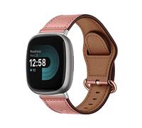 MiRowy Bracelet de Montre en Cuir Compatible avec Fitbit Versa 4/Versa 3/Sense 2/Sense, Bracelet de Remplacement avec Fermoir en Métal Inox Bracelet pour Fitbit Versa 4/Versa 3/Sense 2/Sense - Rose