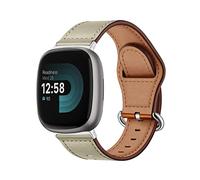 MiRowy Bracelet de Montre en Cuir Compatible avec Fitbit Versa 4/Versa 3/Sense 2/Sense, Bracelet de Remplacement avec Fermoir en Métal Inox Bracelet pour Fitbit Versa 4/Versa 3/Sense 2/Sense - Blanc