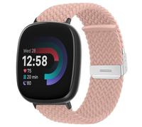 MiRowy Bracelet pour Fitbit Versa 4/Versa 3/Sense 2/Sense Bracelet, Réglable Élastique Sport Bracelet de Remplacement en Nylon Tressée Bracelet pour Fitbit Versa 4/Versa 3/Sense 2/Sense - Rose Clair