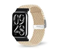 MiRowy Bracelet pour Xiaomi Smart Band 9 Pro/Band 8 Pro, Nylon Ajustable Tressé Élastique Bracelet pour Xiaomi Redmi Watch 5/Redmi Watch 4, Abricot