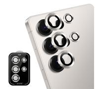 MiRowy Protecteur D'objectif pour Samsung Galaxy S25 Ultra 5G, Caméra Arrière Protecteur Individuel en Métal en Verre Trempé 9H, Protection Objectif Caméra pour Galaxy S25 Ultra 5G, Gris Titane