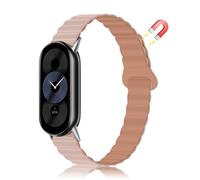 MiRowy Silicone Bracelet pour Xiaomi Smart Band 10/Xiaomi Smart Band 9 / Mi 8, Magnétique Silicone Bracelet de Remplacement (Rose Clair/Rose Foncé)